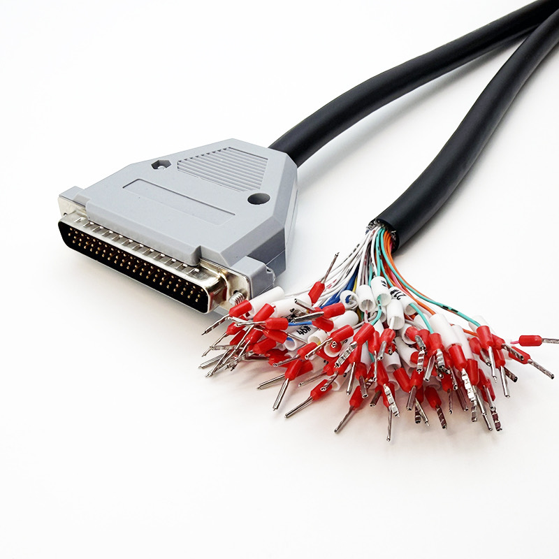 DB25 male equipment cable with labelled coloured terminal branches
