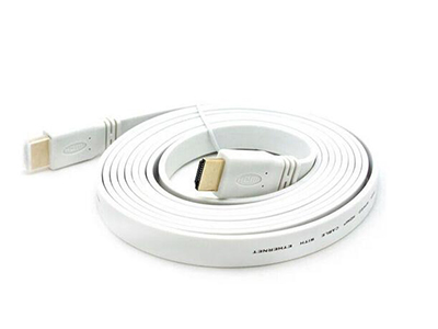 White flat-profile HDMI equipment cable assembly
